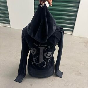 Vintage Juicy couture Black Velour Hoodie Jacket